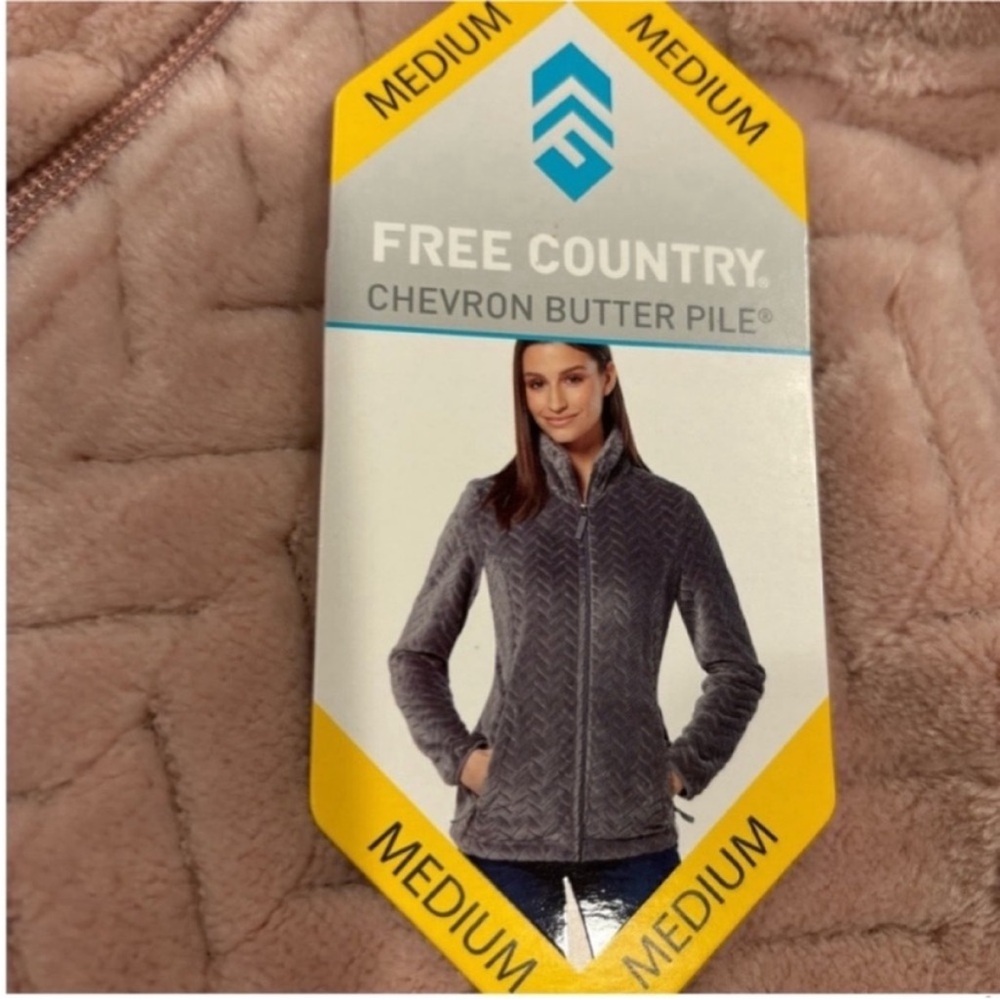 Free Country NEW Chevron Butter Pike Zip Front Jacket Dusty Peach Womens Medium - Picture 9 of 10